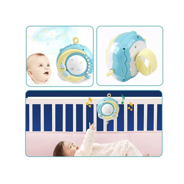 Sonaja Móvil Musical Bebé Cuna Unisex Giratoria Proyector Azul