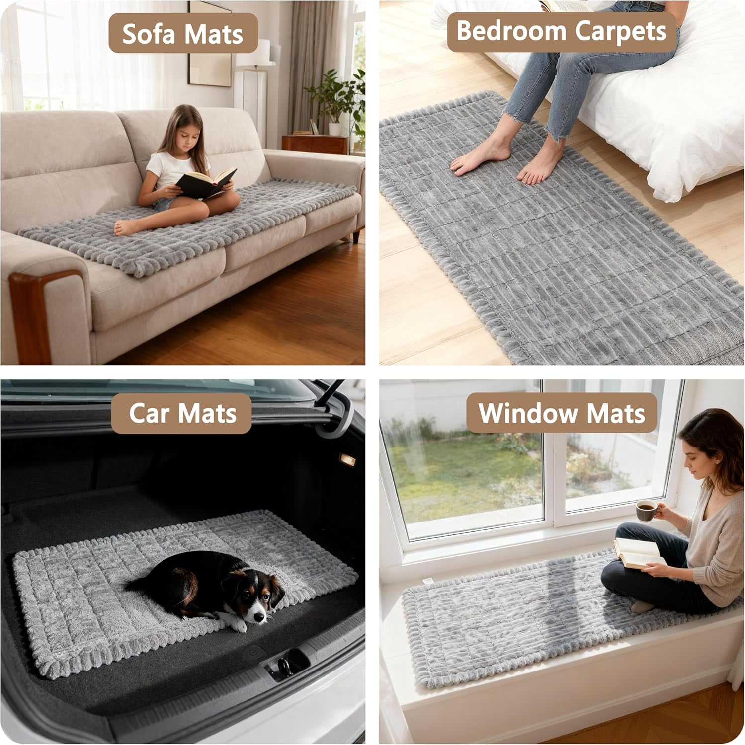 Couch Cover Sofa Cover Non Slip Fuzzy Couch Covers for Dogs Washable Thick Soft Sofa Slipcovers Cushion Pet Friendly Furniture Protector(Grey,27.5"x70.8"）
