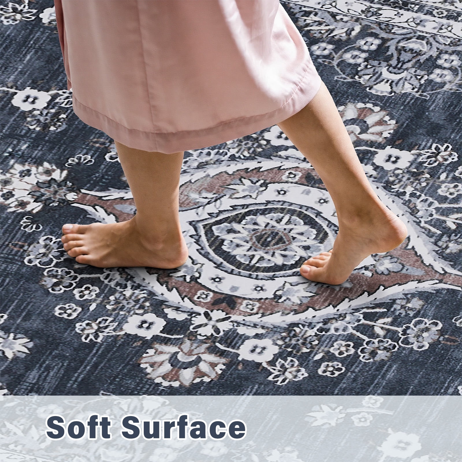 8x10 Area Rugs for Living Room Washable, Medallion Boho Non Slip Rug- Oriental Traditional Farmhouse Carpet for Bedrooms ,Dining Room, Home Office.