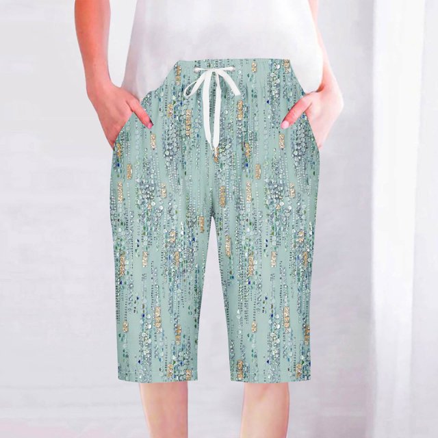 Puntoco Pantalones cortos casuales para mujer Pantalones cortos casuales para mujer Pantalones rectos con cordón Cintura elástica Pantalones sueltos cómodos con bolsillos