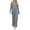 Blue, variant on Ashirexll Two Piece Sets for Women, Outfits for Women, Casual Loose Solid Color Long Sleeve Top and Wide Leg Pants Two Piece Comfortable Set