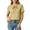 Khaki, variant on TGSLY Bow Tie Front Linen Tops for Women Lightweight Soft Keyhole Short Sleeve T-Shirts Dressy Casual Solid Color Breathable Crinkle Blouses S