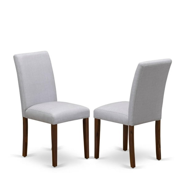 Sillas de comedor East West Furniture ABP8T05 Abbott Parson, acolchadas en tela de lino gris, juego de 2
