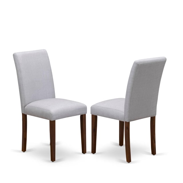 Sillas de comedor East West Furniture ABP8T05 Abbott Parson, acolchadas en tela de lino gris, juego de 2