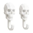 thumbnail image 2 of MInHoues 2pcs Halloween Skull Head Wall Hook, 3D Printed Gothic Decor Utility Hanger, Multi-Purpose Craft Wall Mount Holder for Home, Kitchen and Entryway, White, 2 of 4
