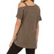 thumbnail image 3 of Camiseta de mujer Sexy con hombros descubiertos, manga corta, top de algodón retorcido, marrón, L Jumpingount AP001289-13, 3 of 5