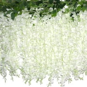Slaprin 6 Feet Artificial Flowers 20 Branches Wisteria Vines Hanging Flowers Silk Wisteria String for Home Garden Party Wedding Decor
