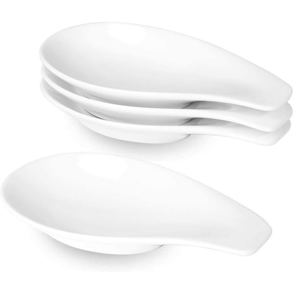 Spoon Rests,Ceramic Resting Cooking Spoons Holder for Home and Kitchen,6.5 Inch Set of 4,White