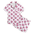 thumbnail image 4 of oqasdz 2 Piece Set Girls Pajamas For Kids Children Graphic Print Short Sleeve Button Shirt and Shorts Pajama Set/9-10 Years, 4 of 5