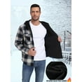 thumbnail image 6 of GIRUNS Men's Plaid Shirts Jacket Fleece Flannel Lined Long Sleeve Shirts Sherpa Button Down Coat With Hood Blue Black M, 6 of 9