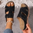 thumbnail image 2 of DeHolifer Wedge Sandals for Women Open Toe Wide Width Slip-On Slippers Boho Summer Lightweight Beach Shoes Arch Support, 2 of 8
