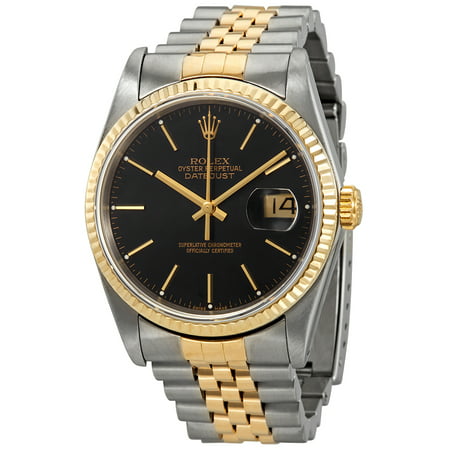 Pre-owned Rolex Oyster Perpetual Datejust 36 Automatic Chronometer Black Dial Men's Watch 16233