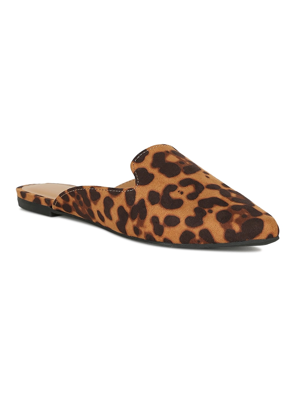 Faux Suede Pointy Toe Loafer Mules