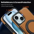 thumbnail image 5 of Allytechgroup Magnetic Case for iPhone 15, Built-in Invisible 360° Rotatable Kickstand, Compatible with MagSafe, PU Leather Slim Shockproof Protective Phone Case Cover, Brown, 5 of 7
