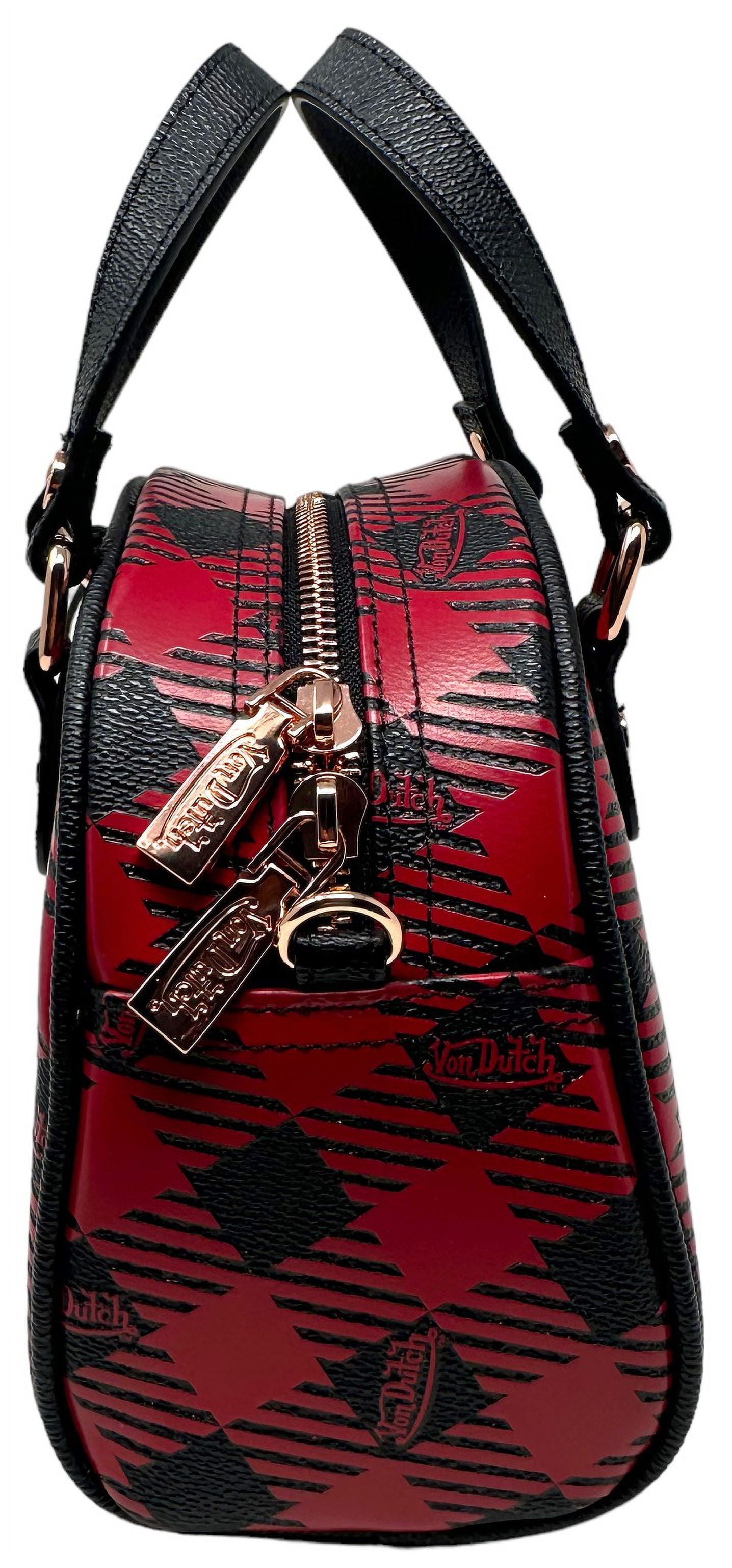 Von Dutch Women's Red & Black Plaid Small Bowling Crossbody Von Dutch Women's Red & Black Plaid Small Bowling Crossbody