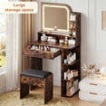 thumbnail image 5 of Akaber Makeup Vanity Desk with Mirror and Lights, 26.5" Small Vanity with Large Drawer and 6 Level Storage, Brown Vanity with 3 Color Lighting Modes, 5 of 6