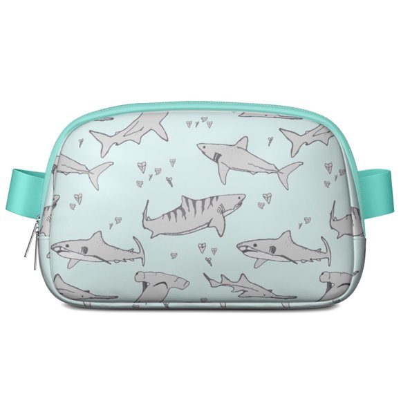 Sac Banane Mystique Océan – Sac de Taille Imprimé Requin, Baleine et Dauphin avec Motif Nautique Abstrait pour Style de Vie Marine Mignon