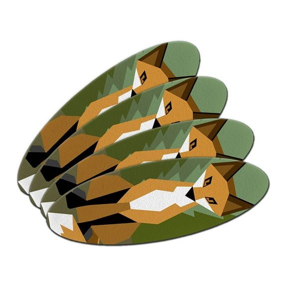 Geometric Forest Fox Double-Sided Oval Nail File Emery Board Set 4 Pack