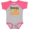 thumbnail image 3 of Inktastic Thanksgiving Sassy Lil Pumpkin with Fall Leaves Girls Baby Bodysuit, 3 of 5