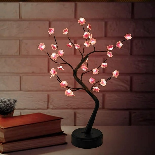Lámpara de árbol de cerezo CM-TOP con 36 luces LED de decoración japonesa, funciona con batería/USB, lámpara de mesa para recámara, hogar, decoración de fiesta de Navidad