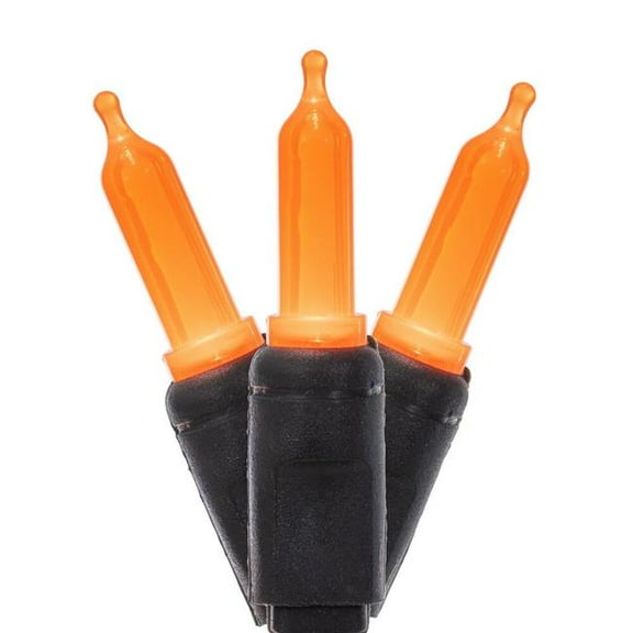 Vickerman X4K7555F 50 Light x 4 in. LED Orange with Black Wire T5 Light Set - 16 ft.