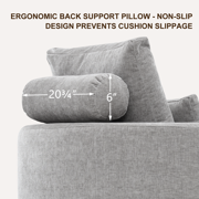 Fumahaus Upholstered Swivel Accent Chair, Oversized Comfy Round Sofa Chair with Two Pillows, Leisure Sofa Chair for Living Room Bedroom, Light Gray