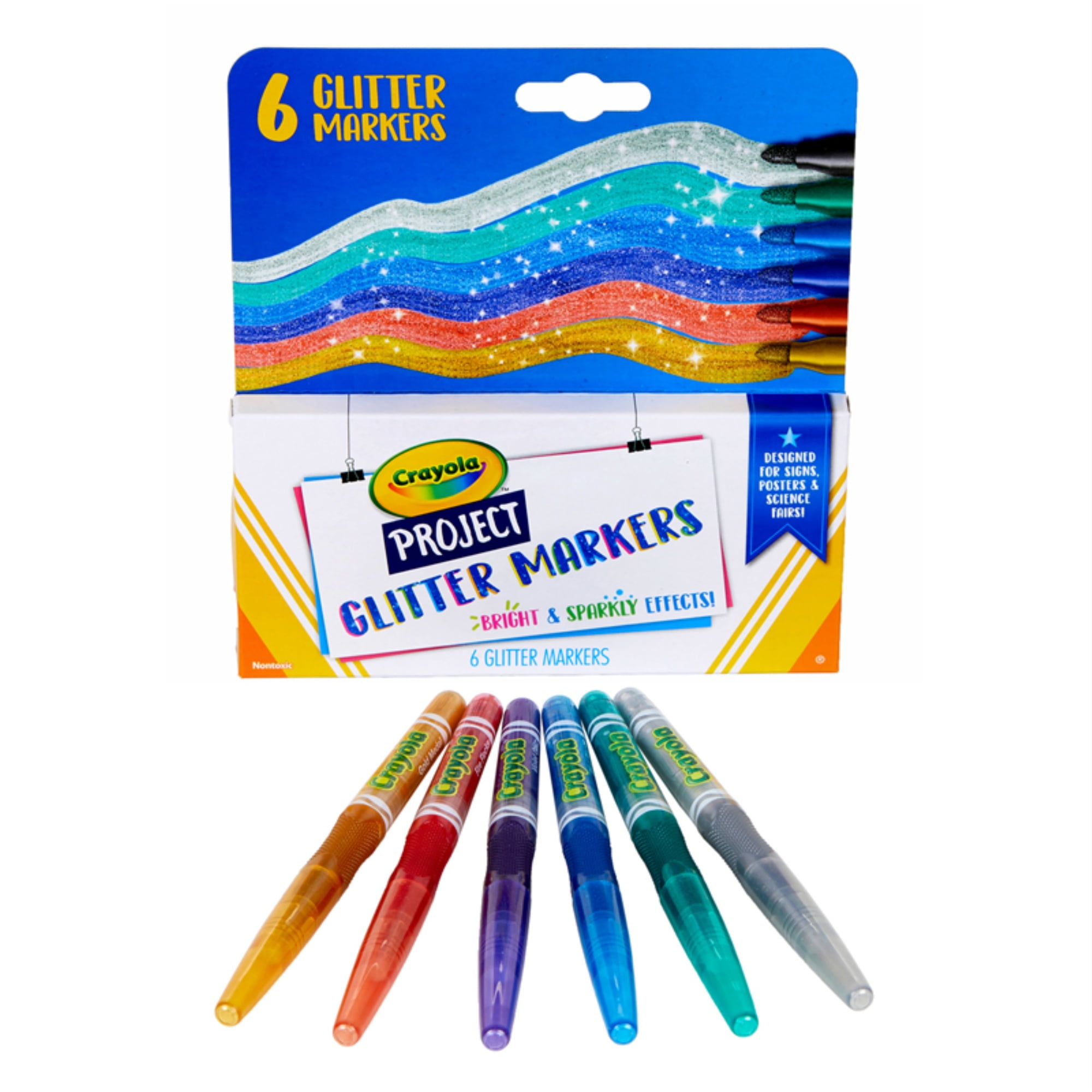 Project Glitter Markers, 6 Count - Walmart.com - Walmart.com
