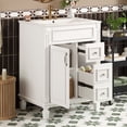 thumbnail image 4 of 24" Elegant French Compact Freestanding Cabinet, Bathroom Storage Unit with Adjustable Shelf, Modern Small Bathroom Vanity with Ceramic Sink for Bathroom, White, 4 of 9