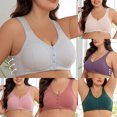 thumbnail image 4 of UOCUFY Women Plus Size Front Closure Wire Free Bra Striped Seamless Support Bralette Comfort Everyday, 4 of 9