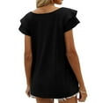 thumbnail image 5 of Gustave Womens Summer Tops Ruffle Short Sleeve Tunic V Neck T-Shirts Casual Tee Shirts Loose Fit (Black, M), 5 of 6