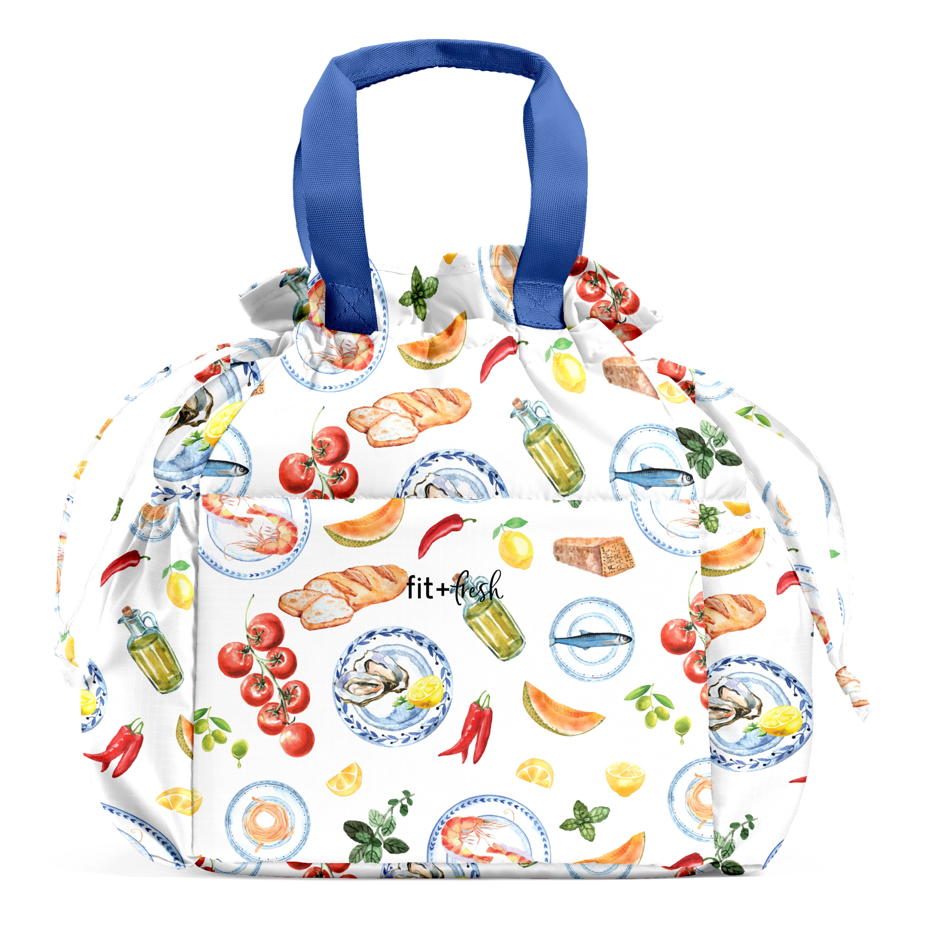Fit + Fresh Cromwell Women's Lunch Bag, Cinch Closure Lunch Box With Containers, Alfresco