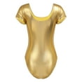 thumbnail image 6 of JanJean Women's One Piece Shiny Metallic Dance Leotards Gymnastics Bodysuit Dancewear Swimwear Gold XXL, 6 of 7