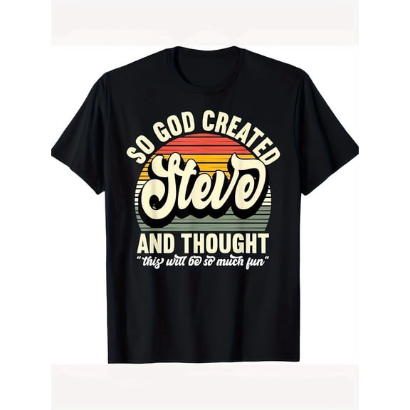 Retro Funny Steve Name Personalized T-Shirt Vintage Sunset Graphic Tee Humorous Men's Apparel Unique Birthday Gift Idea