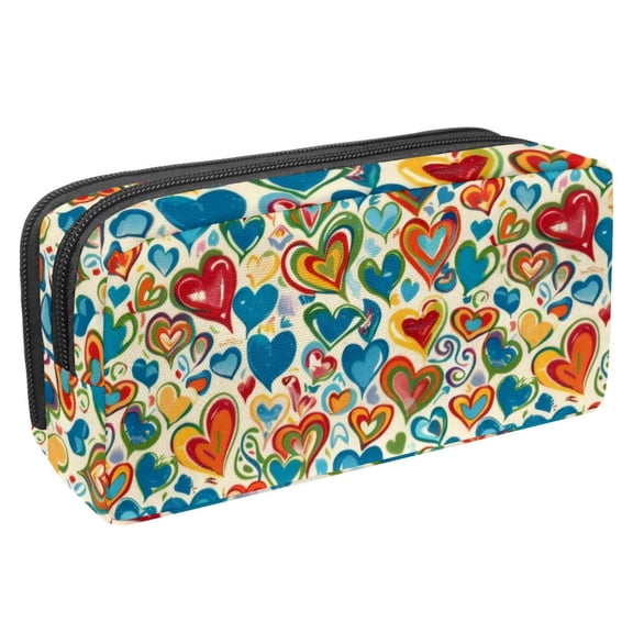 MUOOUM Pencil Case, Hearts Love Pattern Large Capacity Pencil Pouch Stationery Pen Bag