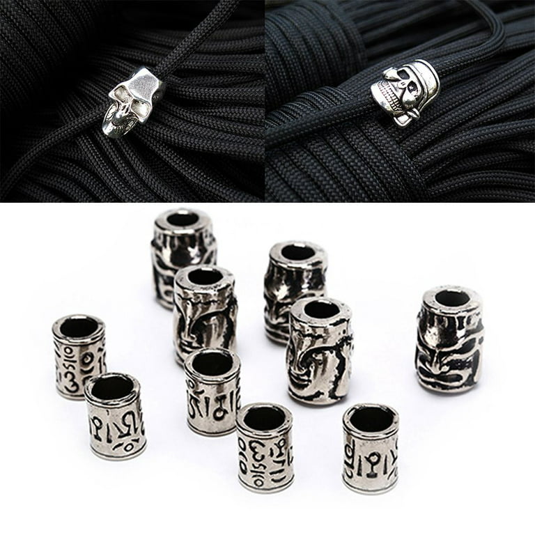 2/5pcs High Quality DIY Pendant Buckle Hole Diameter 3~4mm Outdoor Tactical Jewelry  Paracord Beads Paracord Bracelet Accessories Metal Charms Skull Knife  Lanyards Decoration 2PCS STYLE 12 