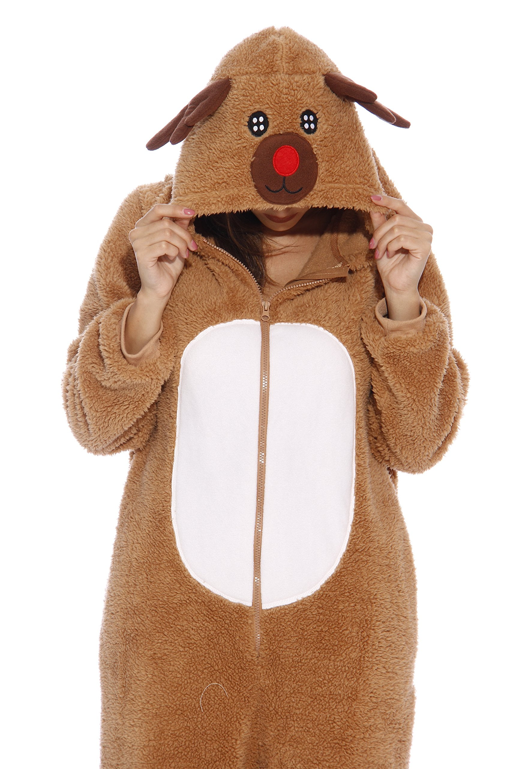 Reindeer Adult Onesie Reindeer Sherpa X Large Walmart