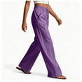 thumbnail image 6 of Horkkom Pants for Women Cotton High Waisted Drawstring Pants Casual Loose Pleated Pants with Pockets S, 6 of 7
