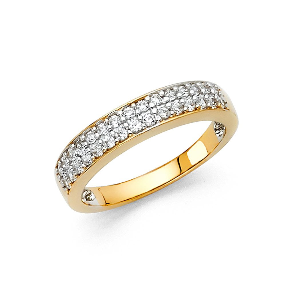JewelryWeb 14k Yellow Gold Cubic Zirconia Wedding Band Ring Size 5 Jewelry Gifts for Women 3