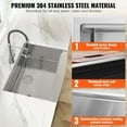 thumbnail image 3 of KFFKFF 36''x22'' Kitchen Sink, Farmhouse Kitchen Stainless Steel Sink,  Drop-In Single Bowl with Multi-functional Accessories, Ideal for Home Dishwasher, Preparation Area, 3 of 9