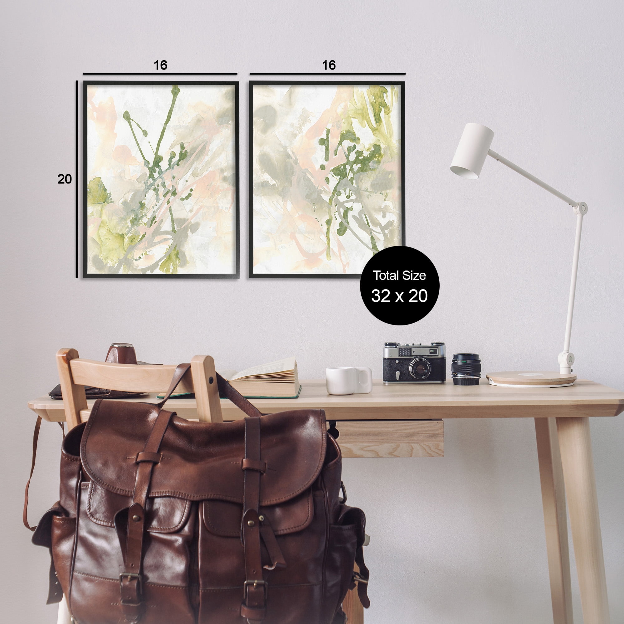 Stupell Industries Subtle Pastel Splatter Abstract Painting Black Framed Art Print Wall Art, 16 x 20, Set of 2