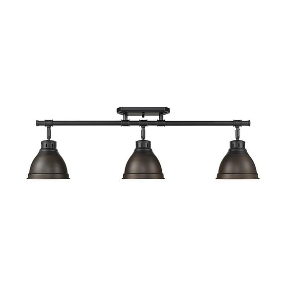 Duncan 3-Light Semi-Flush - Track Light in Matte Black with Rubbed Bronze