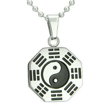 Charm Amulet Pendant - Amulet Yin Yang BA GUA Eight Trigrams Steel Lucky Charm Pendant Necklace Pendant 18 Inch Necklace