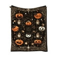 thumbnail image 2 of Manta de franela | Chal de Halloween | Estampado de calabaza y hoja de arce | Poliéster ligero para todas las estaciones | Funda para sofá cama de 70x100 cm, 2 of 6