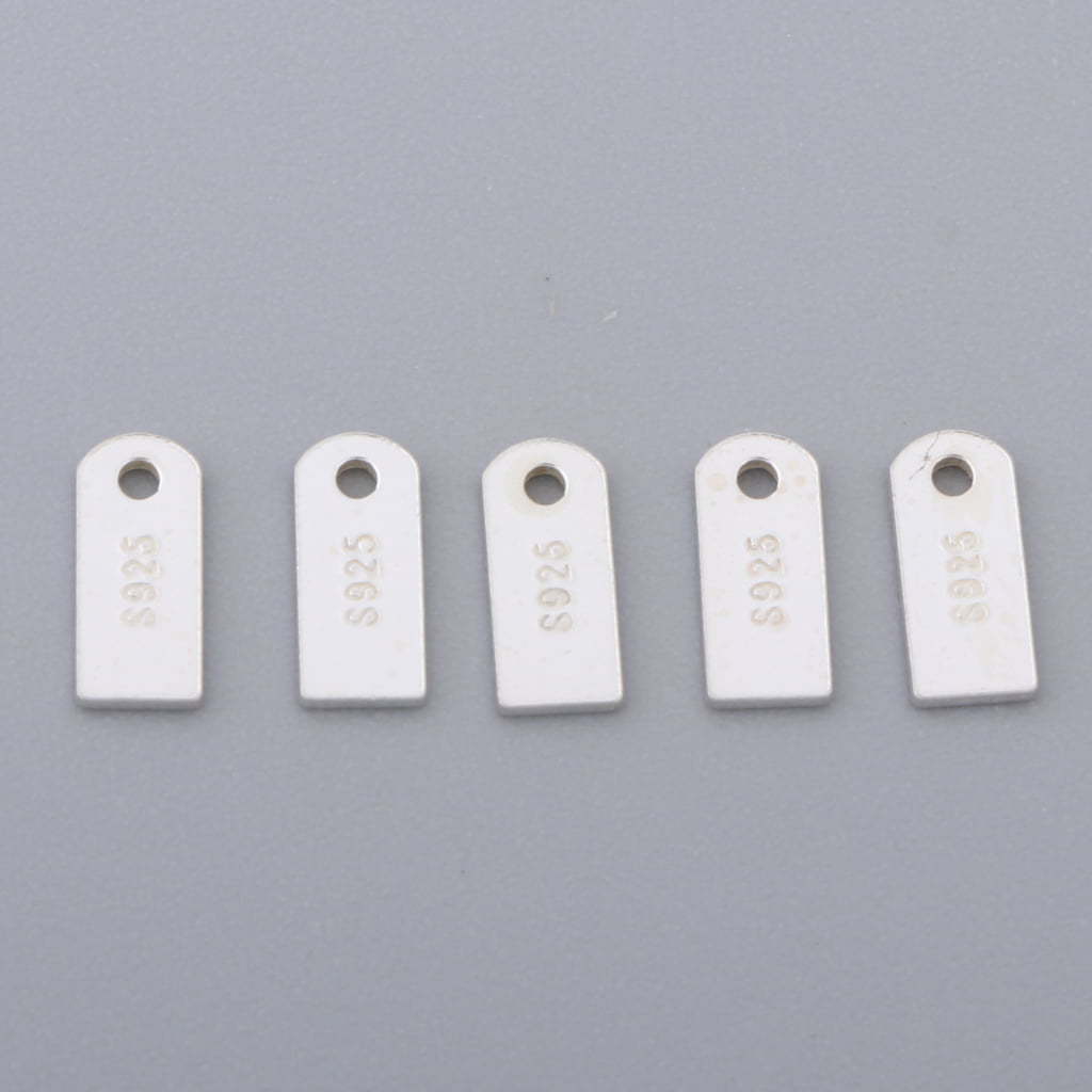 10X925 Sterling Silver Stamping Blank Rectangle Charms Engraving Tag Pendant 