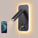thumbnail image 1 of Led Wall Sconce, Bedside Reading Light With Switch, Usb Charging Port, Bedroom Mood Lighting Adjustable Spotlight (3w 3000k + 9w 6000k) Black, 1 of 5