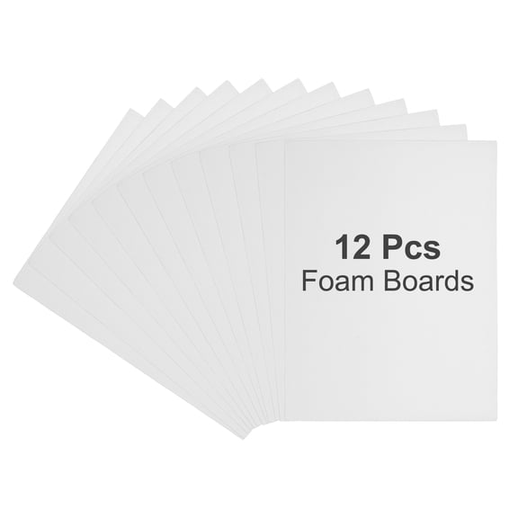Uxcell 12Pcs Foam Boards, 200 x 300 x 3/16" (5mm)  Thick Foam Core Board Polystyrene Mat Sheet Double Sided Poster Foamboard Making for Mounting Crafts Paintings Prints Art, White