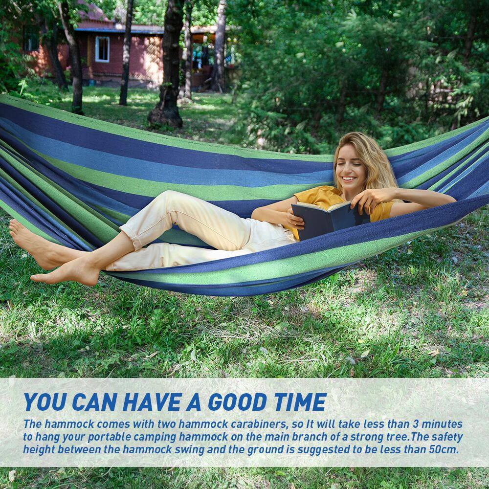 QUANFENG QF Hammock 2-Person Canvas Cotton Portable Camping Hammock, Support 440lbs, Blue