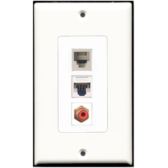 Ultra Spec Cables 1 Port RCA Red 1 Port Phone RJ11 RJ12 1 Port Cat5e Wall Plate F/F DecorZ