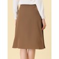 thumbnail image 4 of Falda plisada de cintura alta hasta la rodilla retro para mujer marrón L, 4 of 5