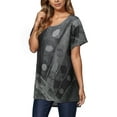 thumbnail image 4 of Summer Short Sleeve Tunic Tops for Women High Low Hem Vintage Print Shirts Loose Pullover T-shirt Ladies Plus Size Round Neck Blouse Tee, 4 of 6